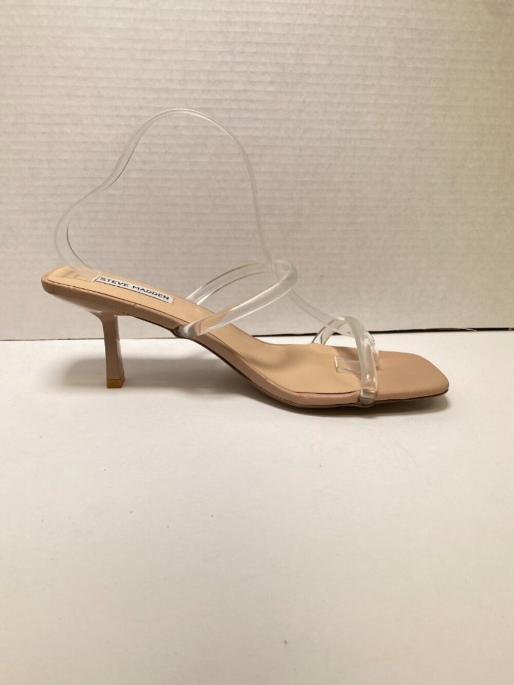 Steve Madden Women's Lilah Clear Strap Nude Square Toe Heeled Sandal Sz 11